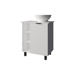 Pinal Bathroom Vanity, Single Door, 8 Storage Shelves (6 Open + 2 Closed) White