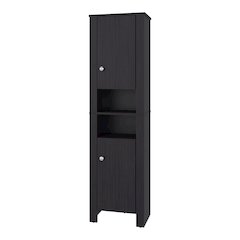Tall Stylish Cabinet, Bathroom Organizer with Closed Compartments, Wenge
