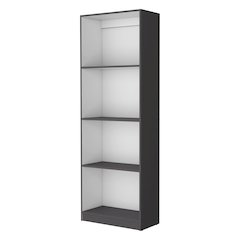 Sutton Bookcase with Tier Storage Shelves, Matt Gray / White