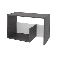 Vega Side Table in melamine with open storage,Onix and White