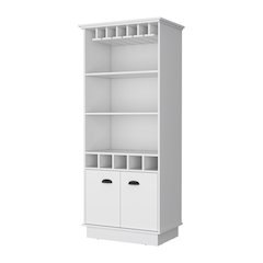 Sophia Bar Cabinet with Glassware Rack and Five Bottle Racks, White