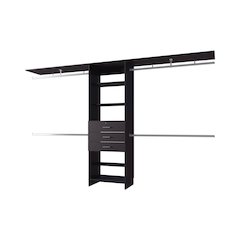 Modular Closet Organizer System with Hanging Rods, Shelves, and Drawers , Wengue