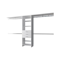 Modular Closet Organizer System with Hanging Rods, Shelves, and Drawers , White