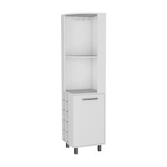 Leah Corner Bar cabinet with ample storage and wine rack, White