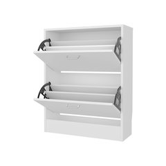 Ozzy Shoe Cabinet, 2 Tilt-Out Doors, Slim Design, Internal Supports, White