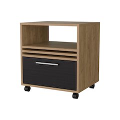 Saxon Nightstand with a Drawer and Open Storage, Natural Oak