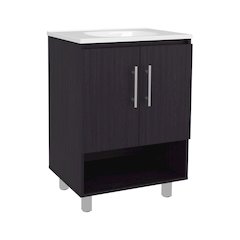 Freestanding Bathroom Vanity Cabinet with Double Doors, Open Shelf, Wenge