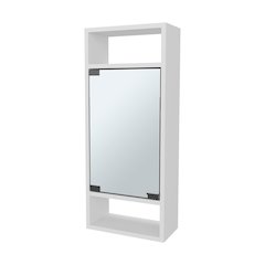 Pine Like Medicine Cabinet with Mirrored Door and Open Storage, White