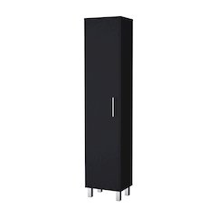 Lawen Tall Storage Cabinet in melamine, Single Door, 3 Broom Hangers