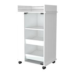 Lusk Bar Cart with 2-Bottle Holder Shelf, Glass Door and Casters