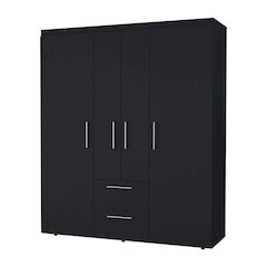 Boyden Wardrobe, All-in-One 2-Door Armoire with Central Storage ,Wenge