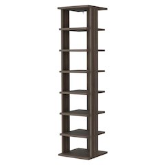 7-Tier Vertical Shoe Rack, Freestanding Organizer with Open Shelves, Gray Walnut