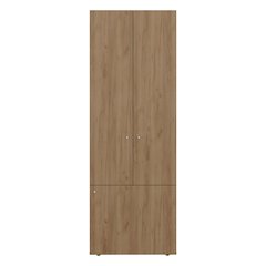3-Door Tall Wardrobe Cabine 4 Shelves–Freestanding Storage Armoire, Natural Oak