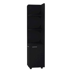 Sunriver Corner Shelf in melamine with Cabinet, 3-Tier Shelf, Metal Handles