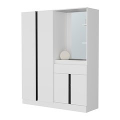 CaneMulti-Functional Wardrobe with Vanity Mirror and Storage, White