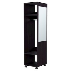 Benson Wardrobe in melamine with mirror and open storage