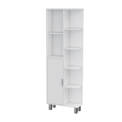 Quimby Linen Cabinet, with 1 door and 9 shelves, White