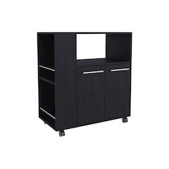 Kitchen Cart with Microwave Shelf, Open Storage, and Two-Door Cabinet, Wengue