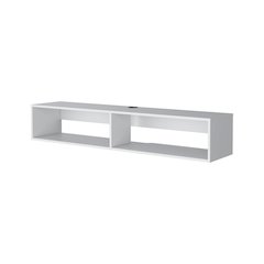 Central Floating media rack in melamine with two shelves,white