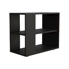 Rio Verde Side Table in Melamine with Open Storage, Wengue