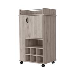 Farson Bar Cart with 2-Side Shelf, 6-Built In Wine Rack and Casters