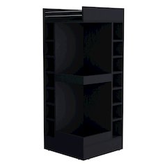 Lamer Corner Bar Cabinet with Wine Rack and Open Shelf, Wenge