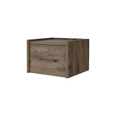 Elfrida Wall-Mounted Nightstand, Sleek Single-Drawer Design, Dark Brown