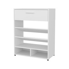 Onawa Modern Shoe Rack with Drawer, White