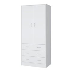 Prescott Armoire, with 2 doors, 3 drawers and 1 hanging rod, White