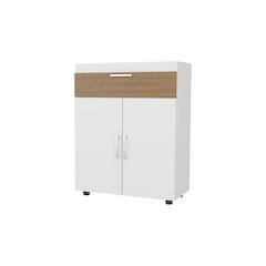 North Fork Shoe Rack, Pneumatic Lift-Up Compartment, Dual Doors, White