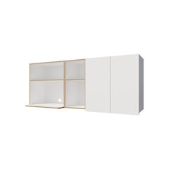 Wall-Mounted Kitchen Cabinet with Microwave Space, Open Shelves, Double Doors