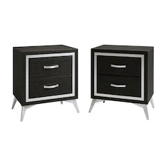 Huxley Wood Nightstand in Black (Set of 2)