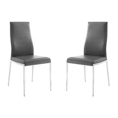 Firenze Set Of 2 Dining Chair In Gray Pu Leather