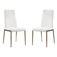 Firenze Set Of 2 Dining Chair In White Pu-Leather