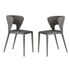 Layla Set Of 2 Dining Chair In Gray Pu-Leather