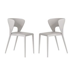 Layla Set Of 2 Dining Chair In Taupe Pu-Leather