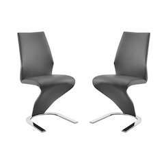 Boulevard Set Of 2 Dining Chair In Gray Pu Leather