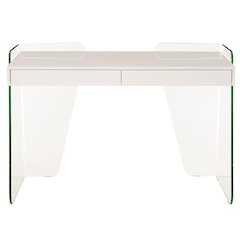 Archie Office Desk In White High Gloss With Storage
