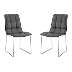 Leandro Set Of 2 Dining Chair In Black Pu Leather