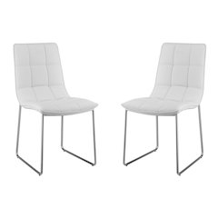Leandro Set Of 2 Dining Chair In White Pu Leather