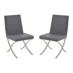 Loft Set Of 2 Dining Chair In Gray Pu Leather