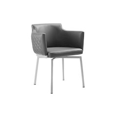 Suzzie 180 Swivel Arm Dining Chair In Dark Gray Pu-Leather