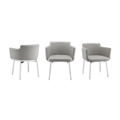 Suzzie 180 Swivel Arm Dining Chair In Gray Pu Leather