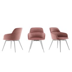 Pirouette 180 Swivel Dining Chair In Dusty Pink Velvet