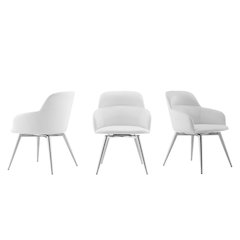 Pirouette 180 Swivel Dining Chair In White Pu Leather