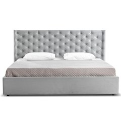 Parker Queen Storage Bed In Gray Velvet Fabric