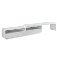 Celine Extendable Entertainment Center In White Matte With Storage
