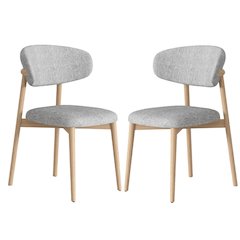 Andrea Set Of 2 Dining Chair In Beige Linen Fabric
