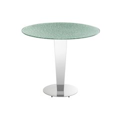 Enzo 39 In Round Counter Table In Silver Rain Drops Glass