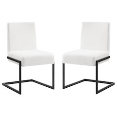 Fontana Set Of 2 Dining Chair In White Pu Leather